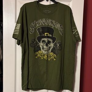 NWOT Grunt Style Olive Shenanigans Skull Tee size xxl